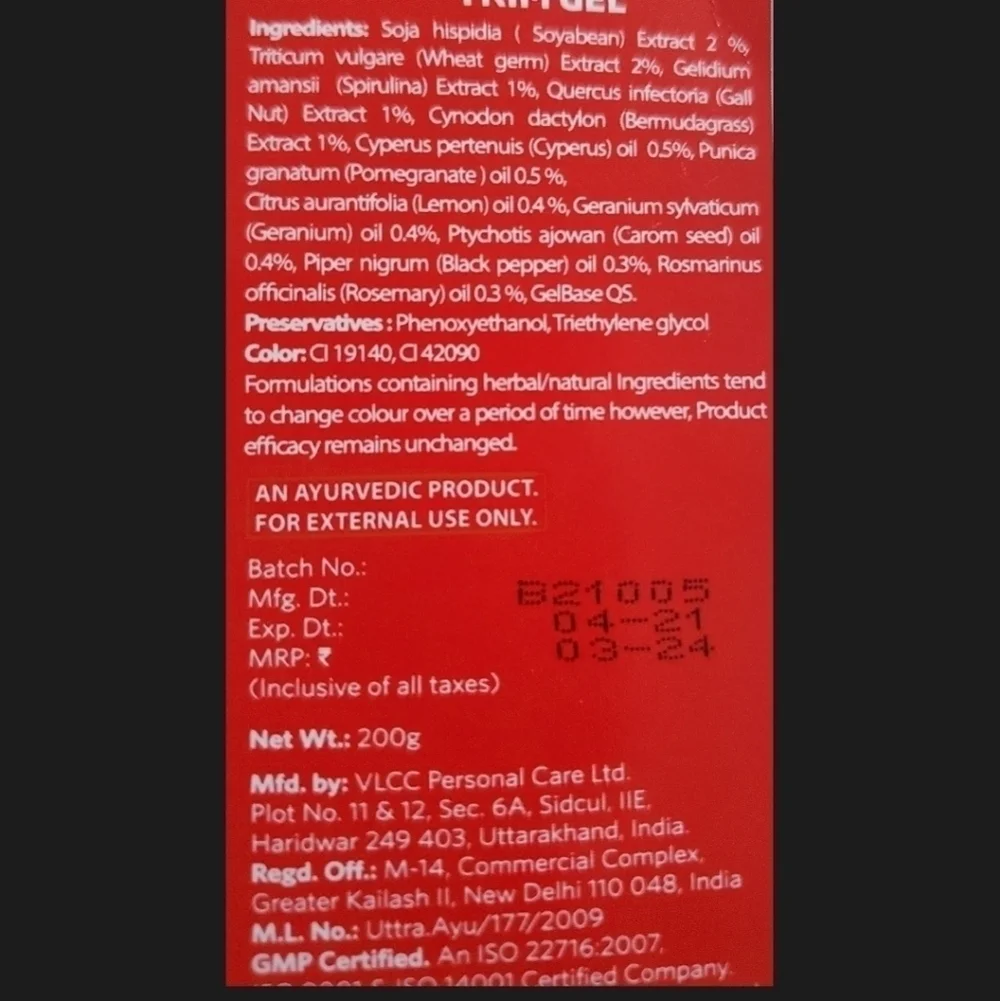VLCC Shape Up Waist Tummy Trim Gel